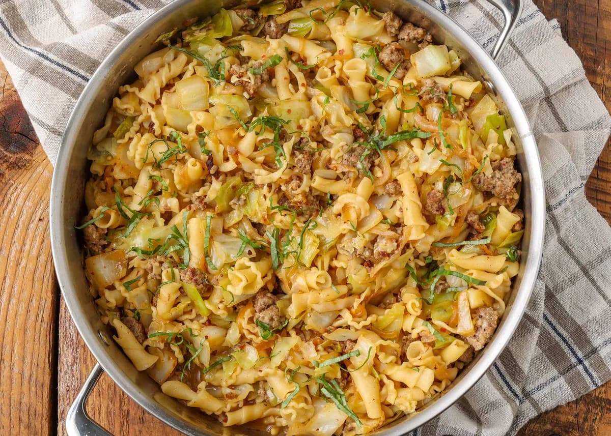 Cabbage Sausage Pasta