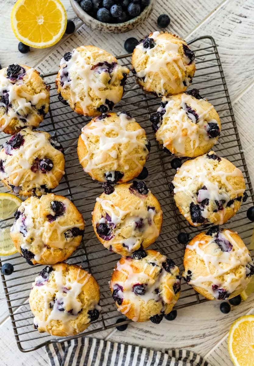 Lemon Blueberry Muffins with Lemon Glaze