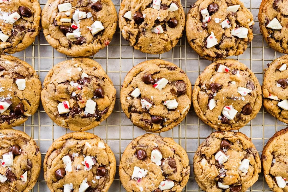Peppermint Bark Chocolate Chip Cookies