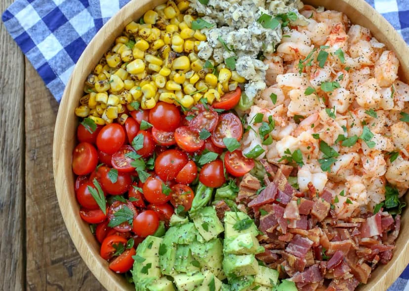Bacon, Bleu Cheese, and Shrimp Chopped Salad