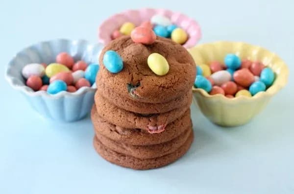 Chocolate Pudding Cookies with Mini Robin Eggs