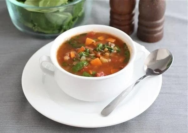 Lentil Soup with Sweet Potatoes and Spinach