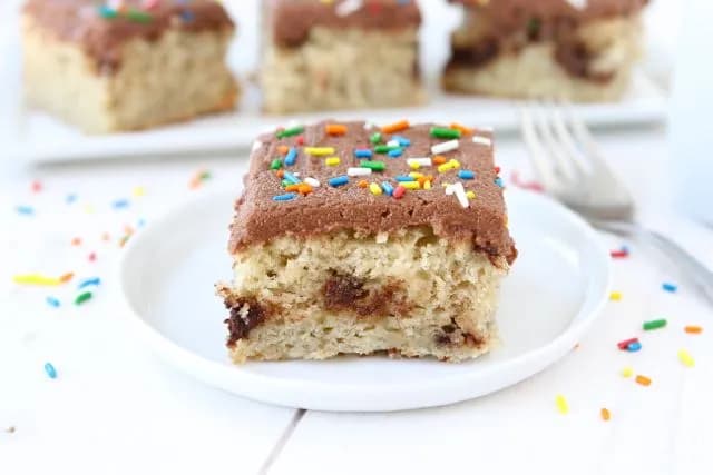 Banana Nutella Swirl Cake with Nutella Frosting