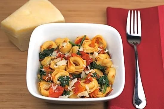 Cheese Tortellini with Spinach and Slow Roasted Tomatoes