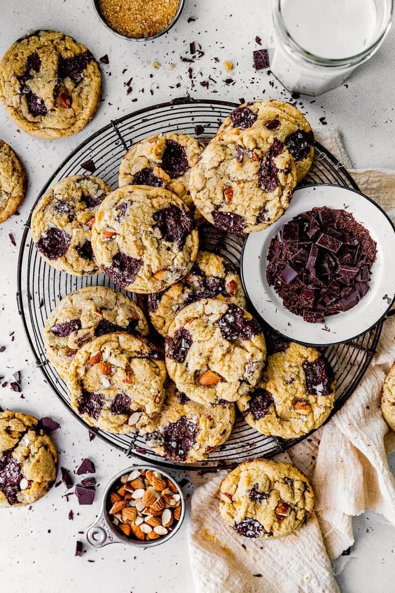 Almond Chocolate Chip Cookies with Turbinado Sugar & Sea Salt