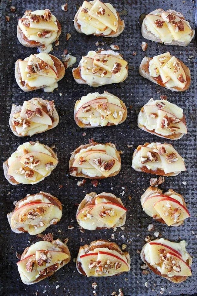 Brie, Apple, and Honey Crostini
