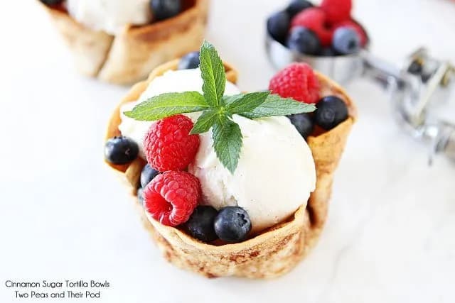 Cinnamon Sugar Tortilla Ice Cream Bowls