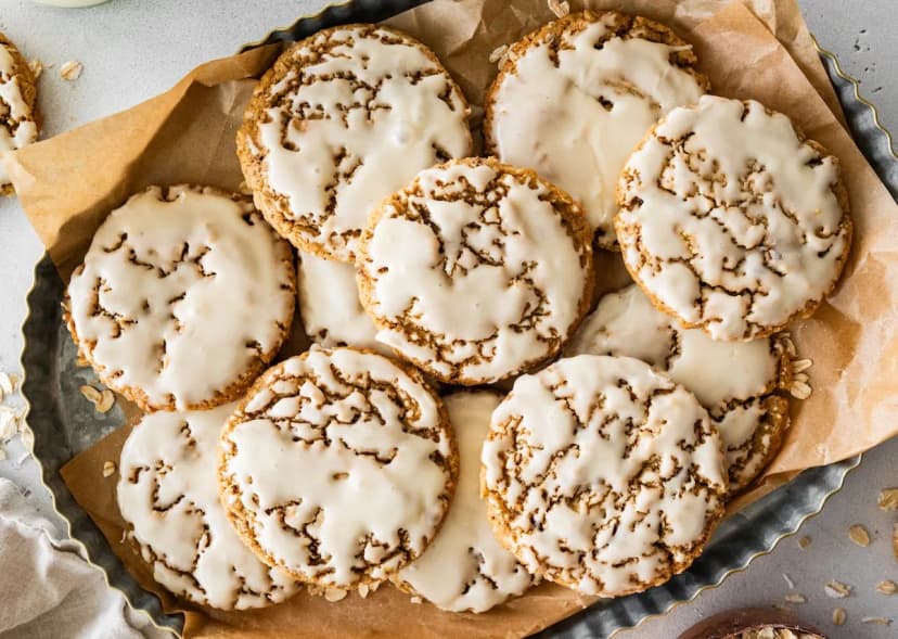 Eggnog Iced Oatmeal Cookies