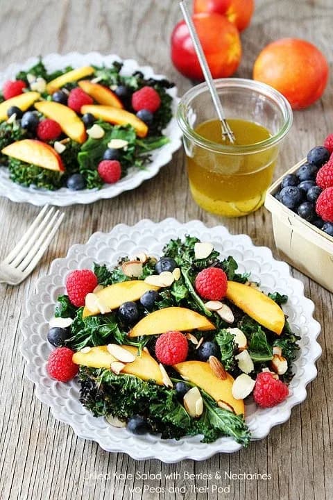 Grilled Kale Salad with Berries & Nectarines