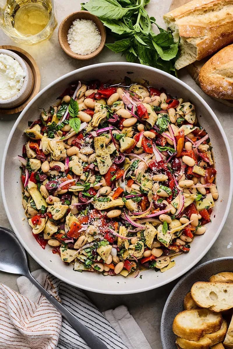 Marinated Artichoke, Roasted Red Pepper, & White Bean Salad