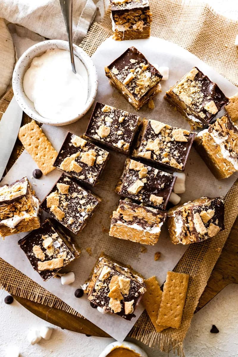 No Bake Peanut Butter S’mores Bars