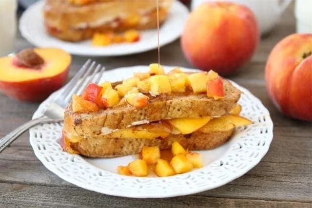 Peaches and Cream Stuffed French Toast