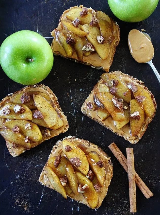 Peanut Butter Toast with Skillet Cinnamon Apples