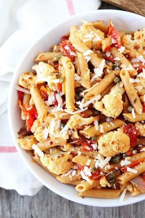 Penne with Roasted Cauliflower and Lemon Caper Vinaigrette