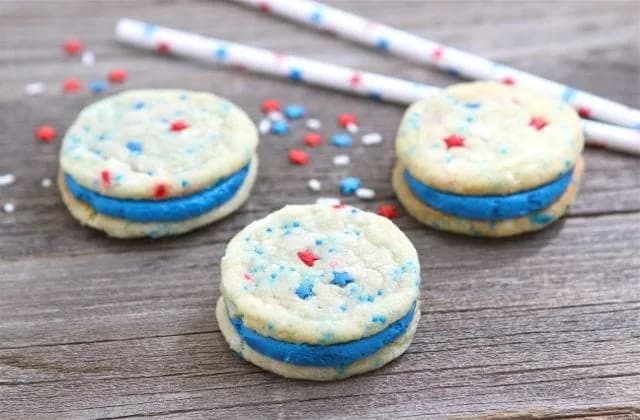 Red, White & Blue Funfetti Sandwich Cookies