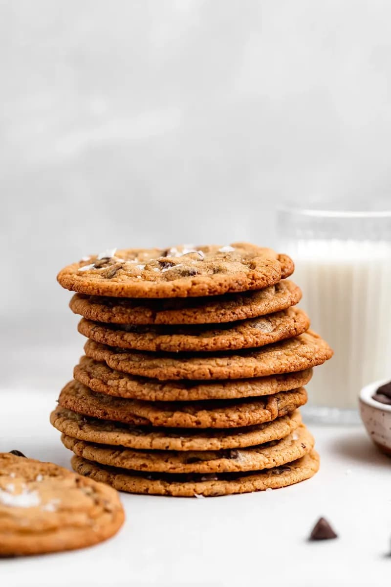 Salted Malted Crispy Chocolate Chip Cookies