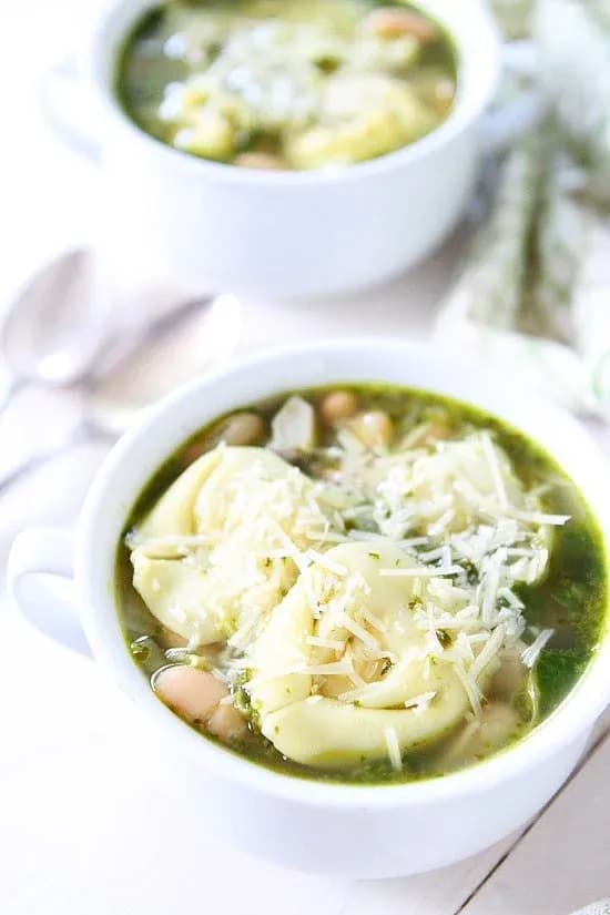 Spinach Artichoke Pesto Tortellini Soup