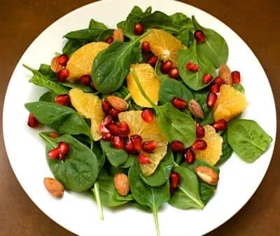 Spinach Salad with Oranges, Pomegranate, and Almonds