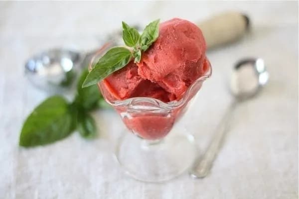 Strawberry Basil Sorbet