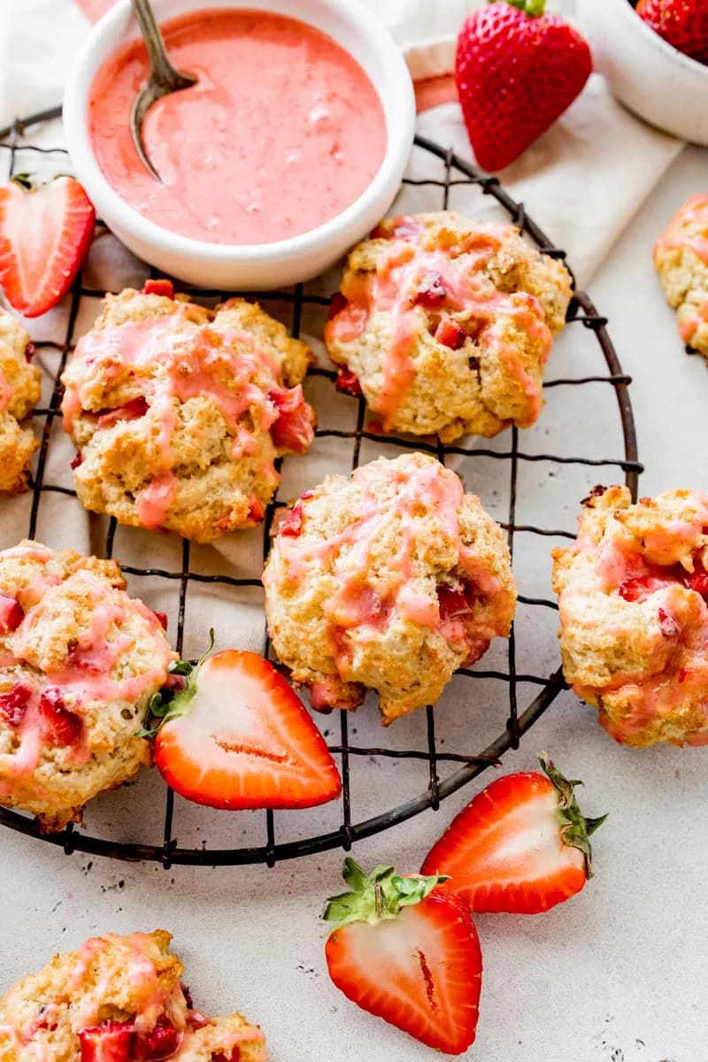 Strawberry Biscuits with Fresh Strawberry Glaze