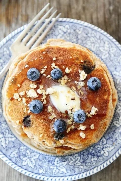 Whole Wheat Blueberry Granola Pancakes