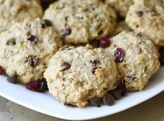 Zucchini Cookies with Chocolate Chips and Dried Cranberries